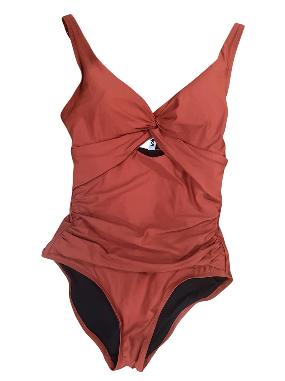 DKNY Rust Red Twist-Front One-Piece Swimsuit - Picture 3 of 4